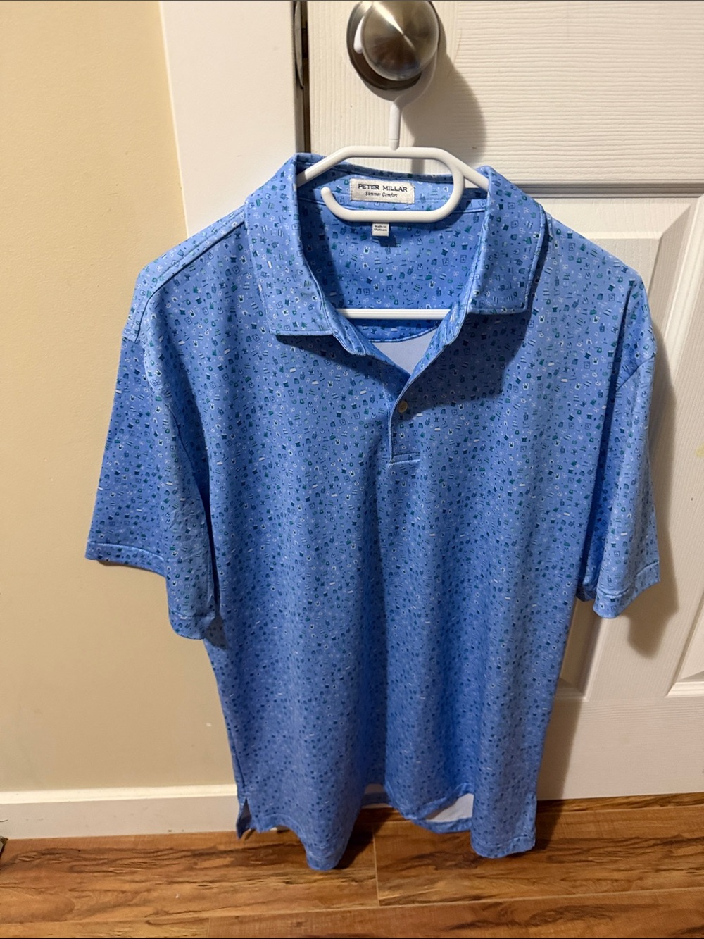 Peter Millar Light Blue Microprint Polo